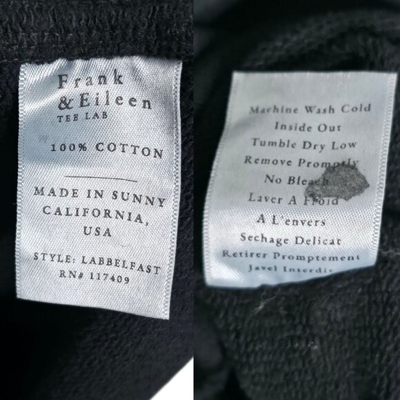 Frank & Eileen Belfast Black Triple Fleece Sweatshirt Peacoat Jacket Size M - Picture 8 of 12